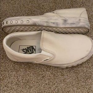 White studded slip on vans